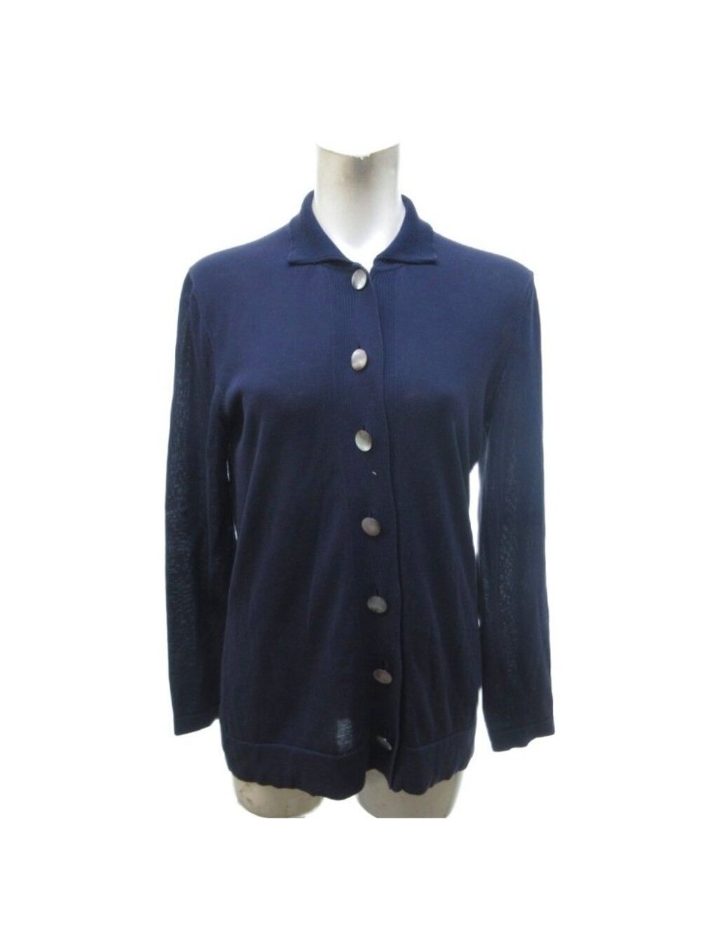 Hermes Gaultier Era Cotton Knit Cardigan Front Fly Navy 38